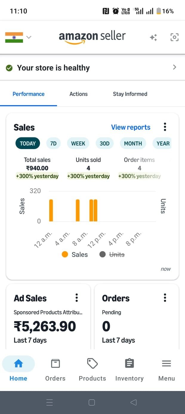 Amazon sales performance screenshot